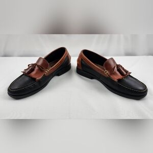 Vintage Florsheim FLS Men's Black and Brown Leather Tassel Loafers Slip On Shoes